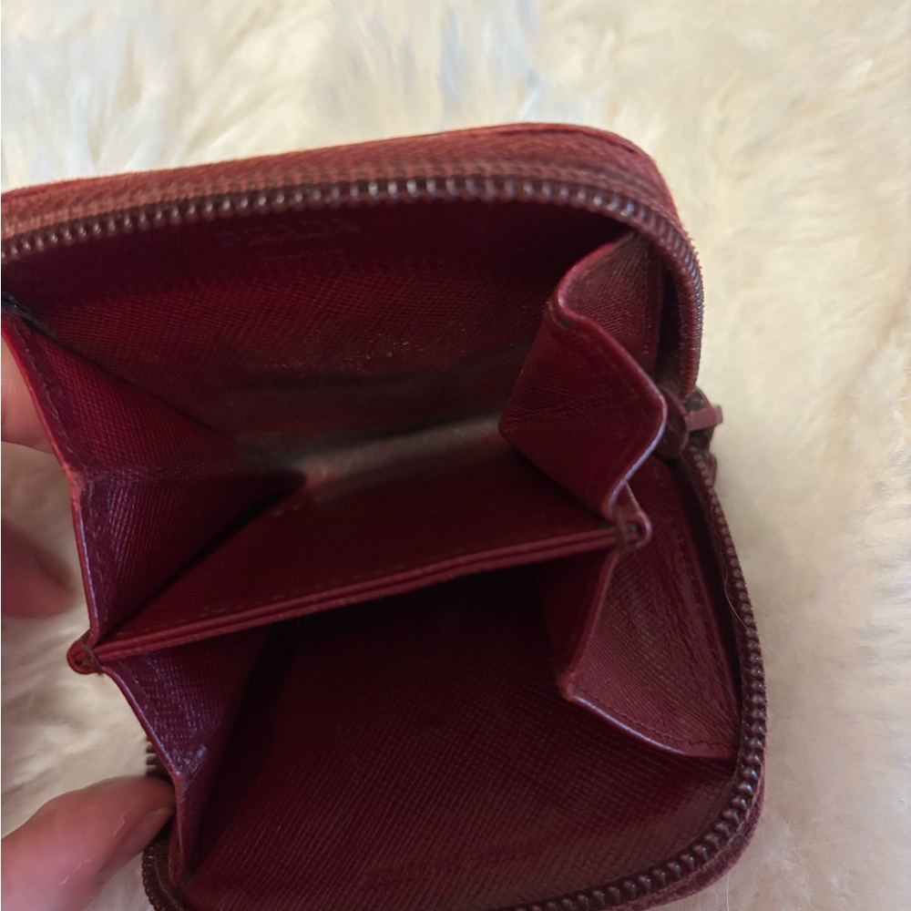 Prada Small Saffiano Zip Coin Purse in Deep Red - Picture 3 of 7